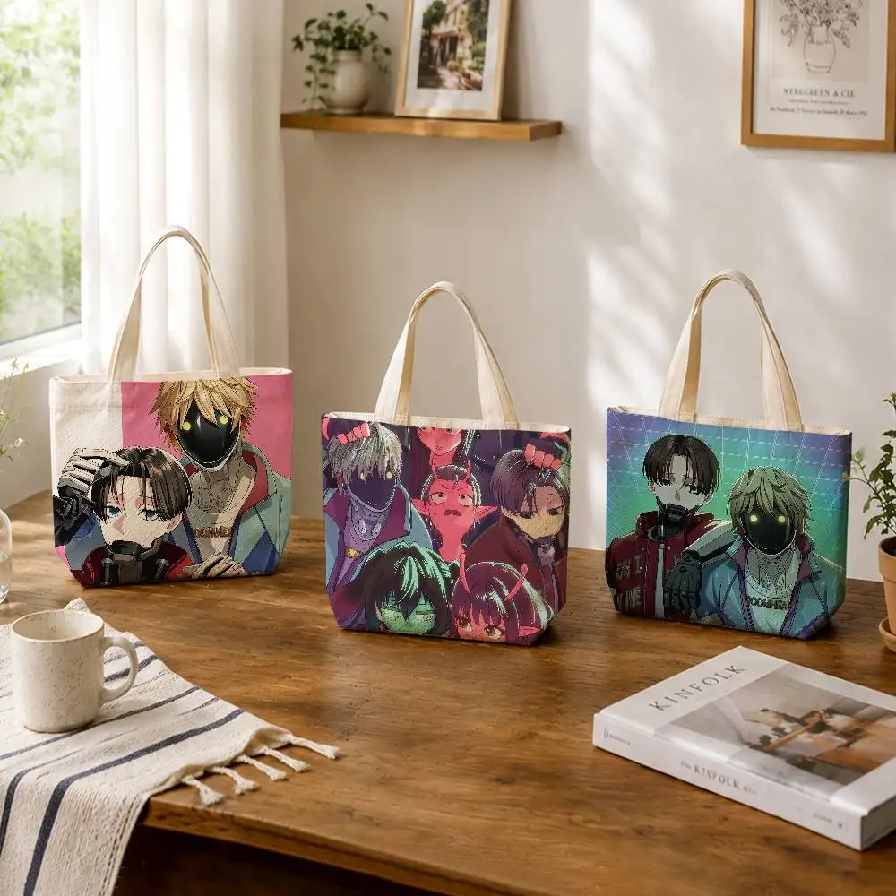 Cute CP Anime M-Milky S-Subway Large Capacity Cotton Polyester Shoulder Tote Bag Zipper Handbag for Shopping Daily