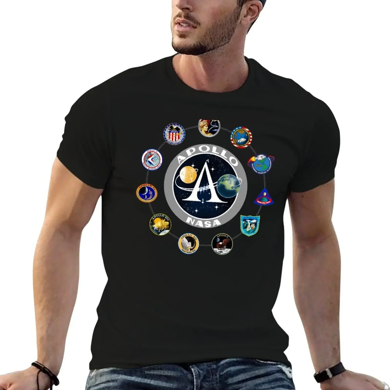 

Apollo Program, All Missions Patch Badge T-Shirt blanks shirts graphic tee korean fashion shirts men graphic