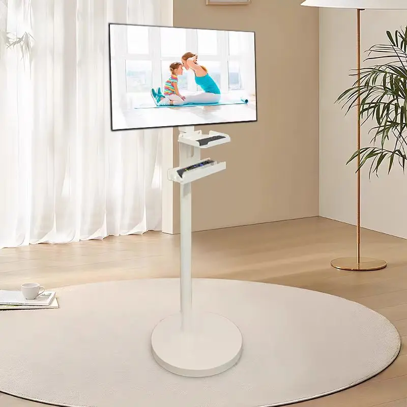 

TV floor bracket movable with wheel display screen bracket lifting and rotating picture screen small degree girlfriend model