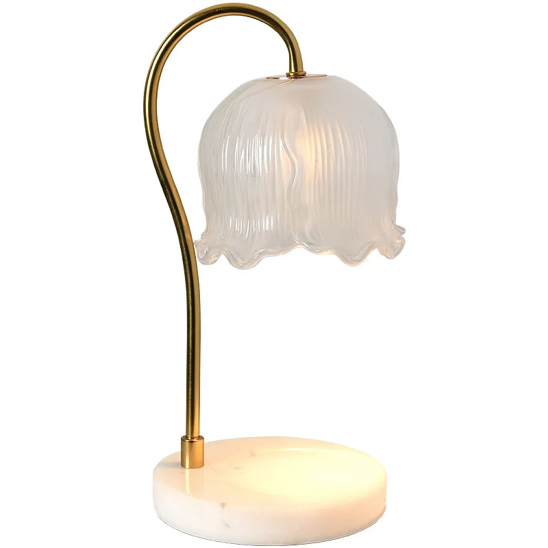 Lámpara de fusión de cera de aromaterapia con regulación de temperatura sin humo Linglan, lámpara de vela de fusión de mármol de primera nieve Retro