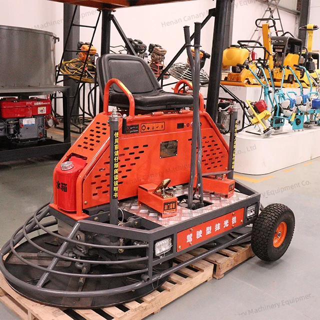 Professional Ride-on Power Trowel Machine . Driving Concrete Floor Finisher for Construction Smoothing