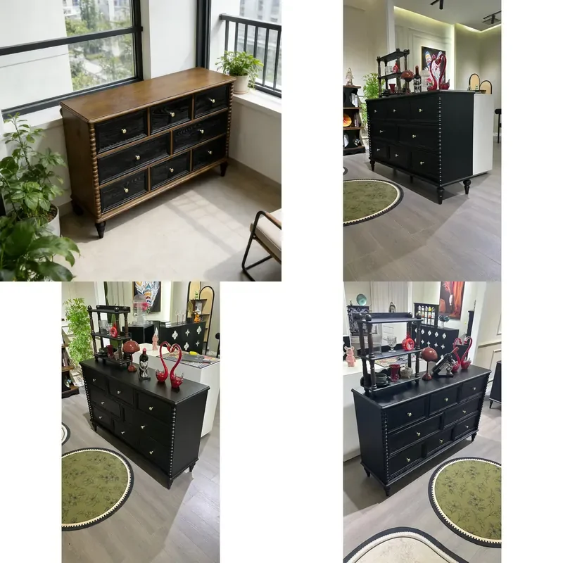 for  French Living Room Furniture Display Cabinet Locker Antique Solid Wood Dining Side Cabinet Bedroom Retro TV Cabinet