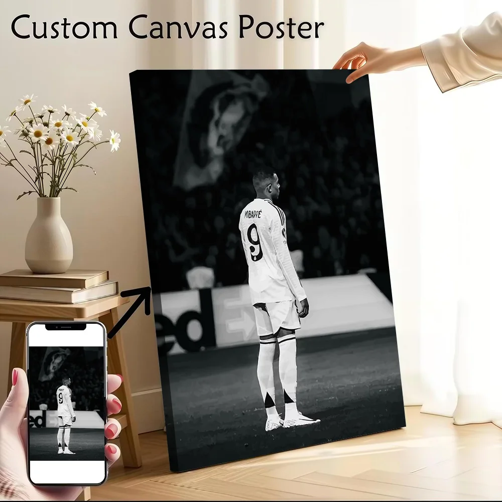 Soccer Player Mbappé With Number 9 Printed Canvas Poster Personalized High Quality Wall Art Paintings for Modern Home Decoration