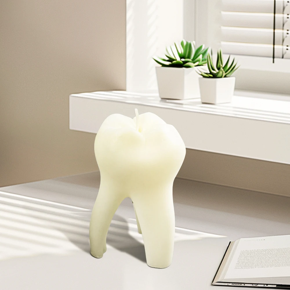 1Pcs Creative 3D Tooth Shaped Candle Dental Room Aesthetic Decor Long Lasting Candles for Dentist Clinic Desk Supplies Gifts