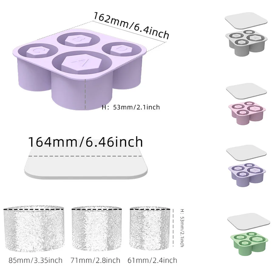 4 In 1 Ice Cube Trays With Lids Silicone Ice Cube Trays For Freezer Ice  Mold For Stanley Cup Ice Drink Juice Whiskey Cocktai