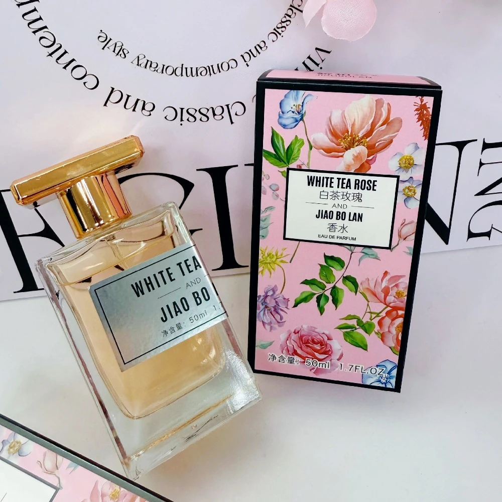 

White Tea Rose Women's Perfume Fresh Gentle Long Lasting Fragrance Elegant Minimalist Style For Students Girls 50ml EDP