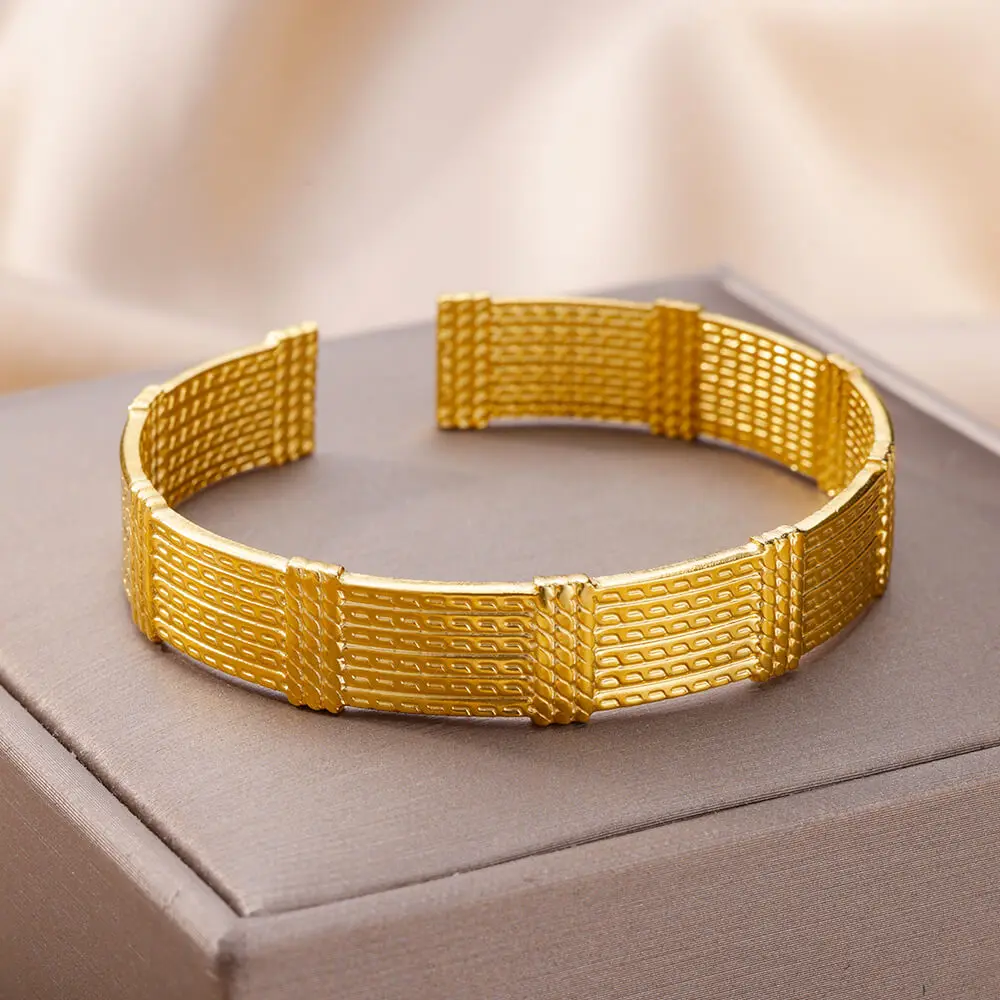 Retro Bangle Bracelet for Women Gold Color Stainless Steel Bracelet Bangles 2024 Luxury Couple Jewelry Freeshipping pulseras view 4