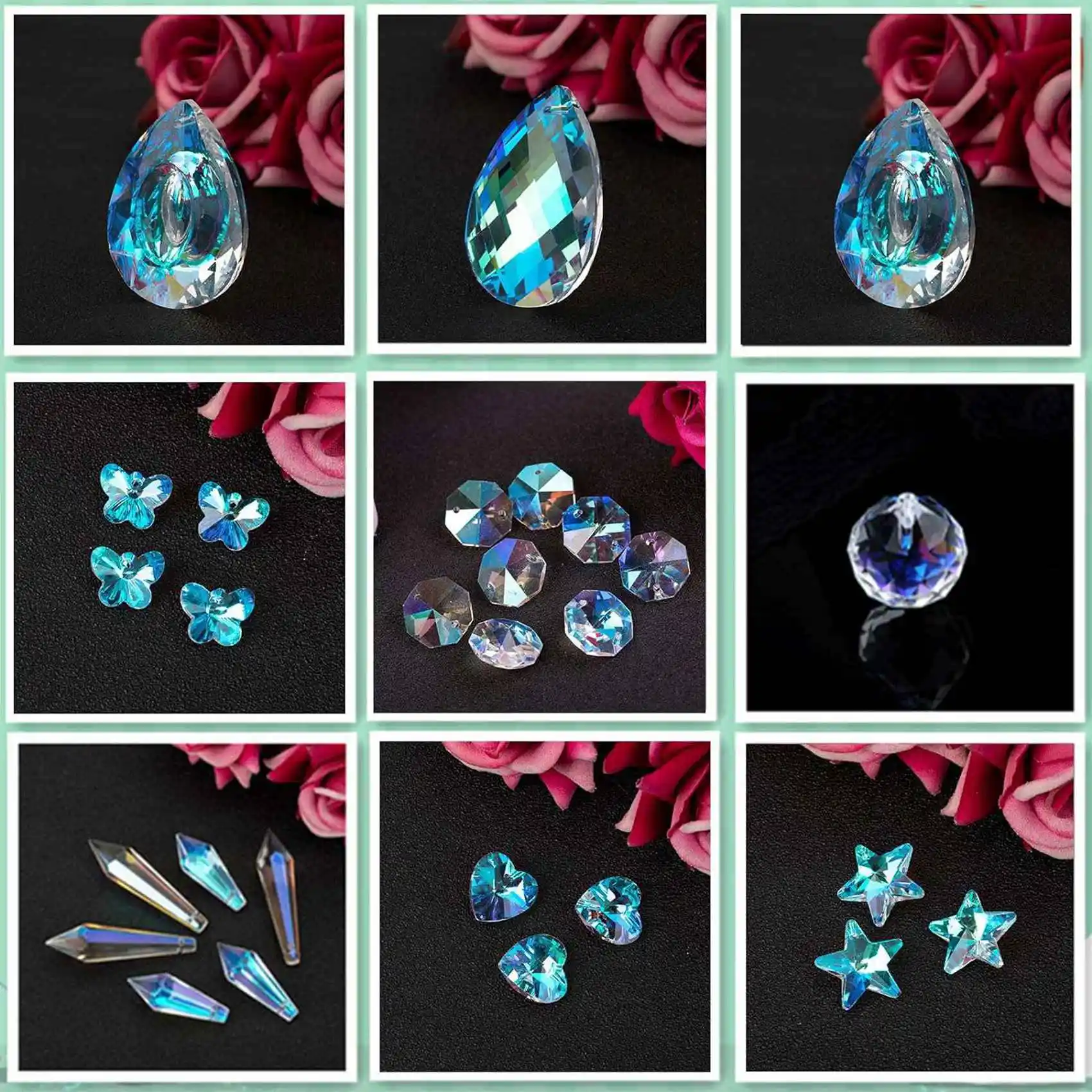 ABBP-1850 Pcs Crystal Suncatcher Kits Hanging Chandelier Crystals Prisms Parts Rainbow Maker Pendants DIY Sun Catchers Beads