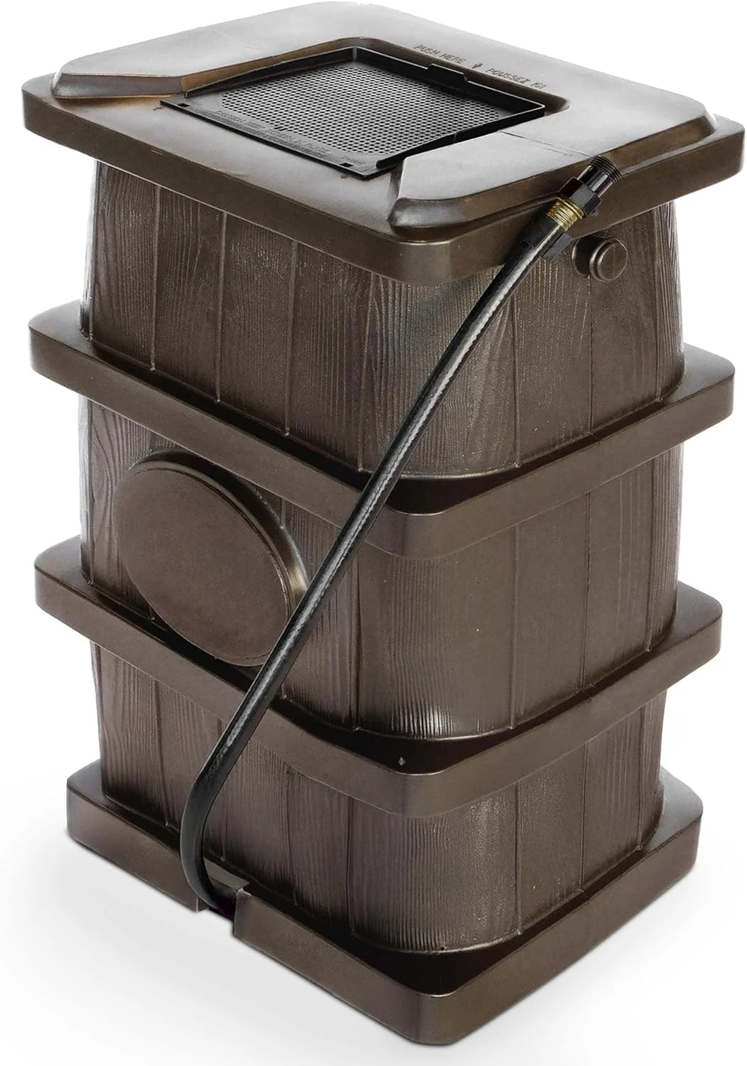 Brown 45 Gallon Slim‑Line Rain‑Water Collection Barrel, Space‑Saving Narrow Outdoor Rain Saver Storage Container for Patio, Backyard & Garden Plant Irrigation