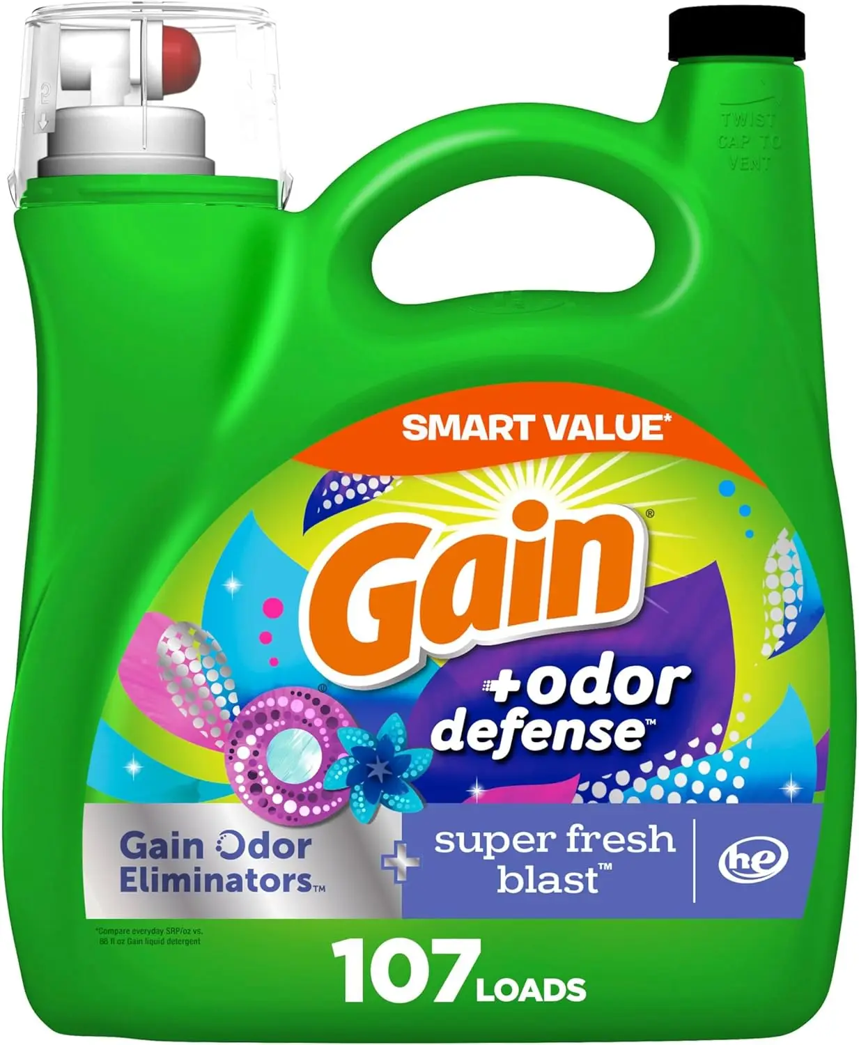 

Liquid Laundry Detergent for Odor Defense, Super Fresh Blast Scent, 107 Loads, HE Compatible