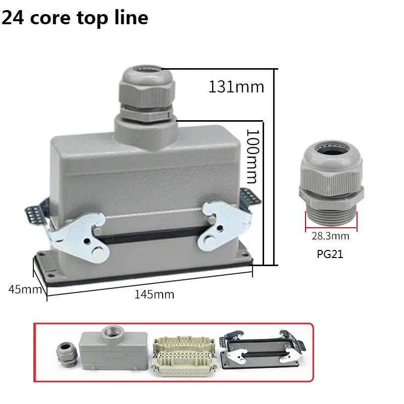 24 core new crimp heavy duty connector HDC-HE-024 Aviation Industry waterproof plug socket (more convenient and fast connection)