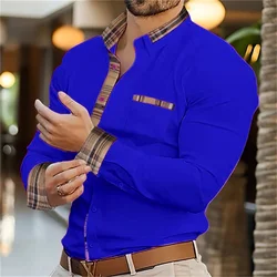 Men's shirt with lapel front pocket, long sleeved shirt, 12 color comfortable and breathable business shirt, men's clothing