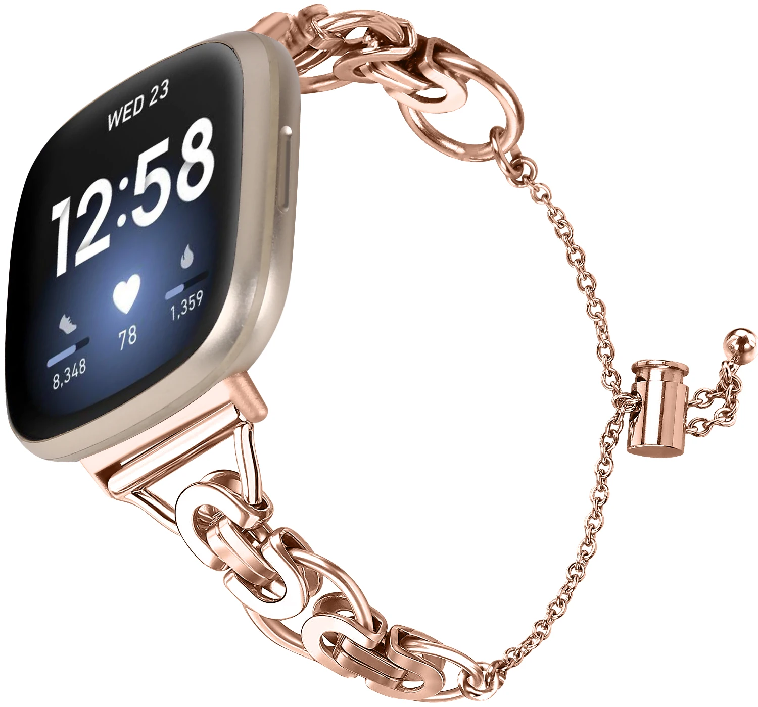 สายคล้องโลหะสําหรับ Fitbit Versa 4/Sense 2 เปลี่ยนสร้อยข้อมือสแตนเลสสําหรับ FitBit Versa 3/Sense Watchband อุปกรณ์เสริม