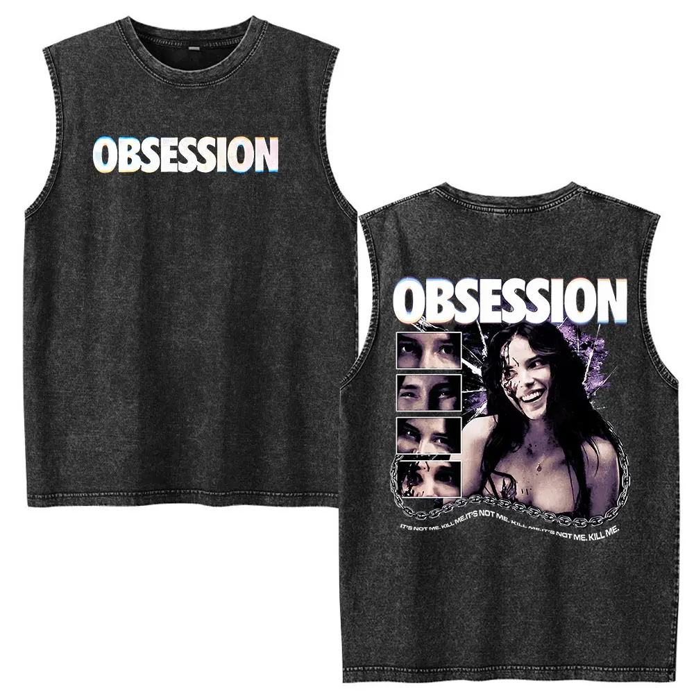 Horror Movie Obsession Nikki Vintage Washed Vest T-Shirt Herrenbekleidung Lässige Baumwoll-Tanktops Ärmellose Oversize-Streetwear – Detail 7
