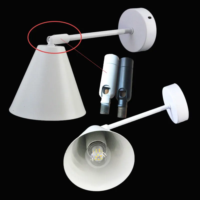 2PCS/Lot Lighting Accessories Wall Lamp Steering Head Corresponds External Thread Hollow M10*1 Thread Connector for Table Lamp