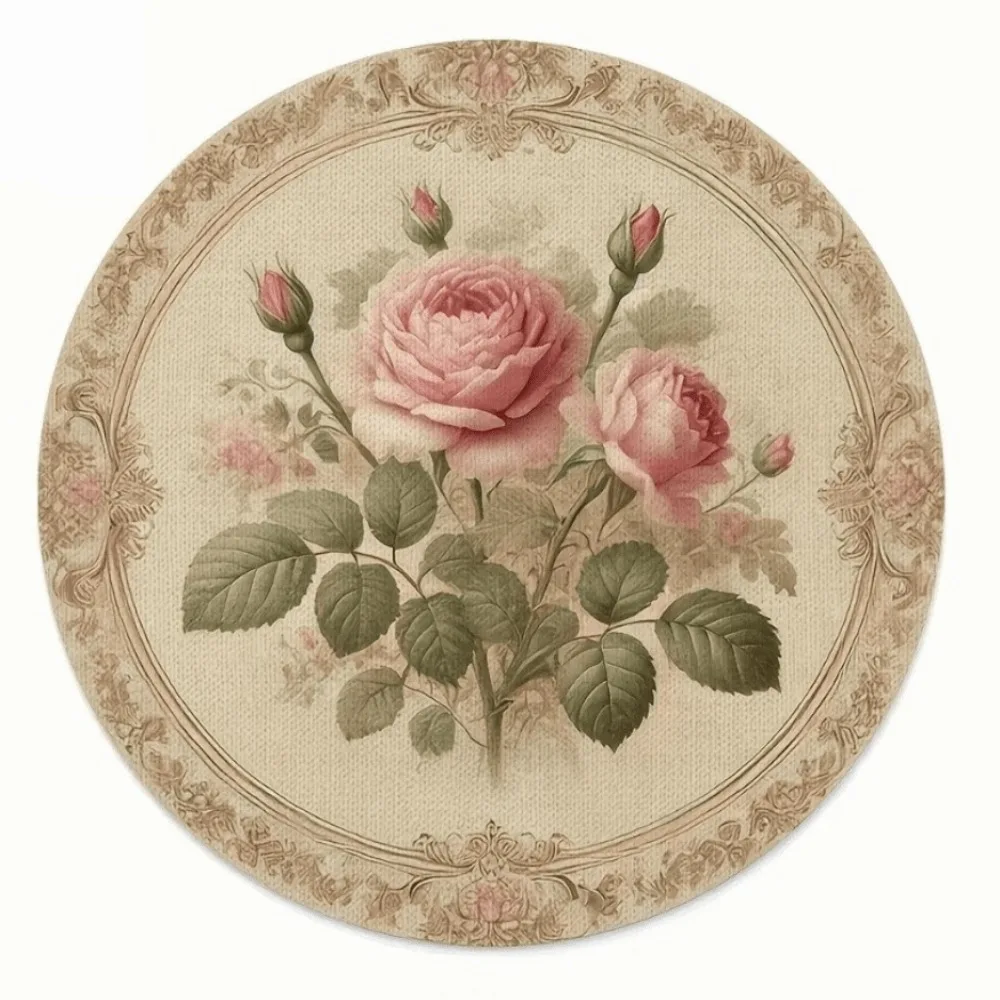 Embroidery Floral Table Placemat Heat Insulation Anti-scald Flower Linen Table Mat Middle East Style Anti-slip Round Dining Mat