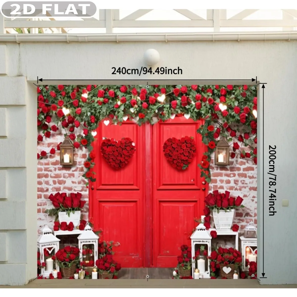 1pc Valentine's Day Garage Door Cove 6.5x8 FT Valentine Rose Wall Garage Door Wedding Bridal Shower