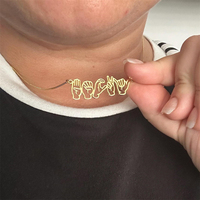 ASL Name Necklace Custom Sign Language Necklaces for Women Mothers Day Gift Personalized Friendship Jewelry Hand Gesture Choker