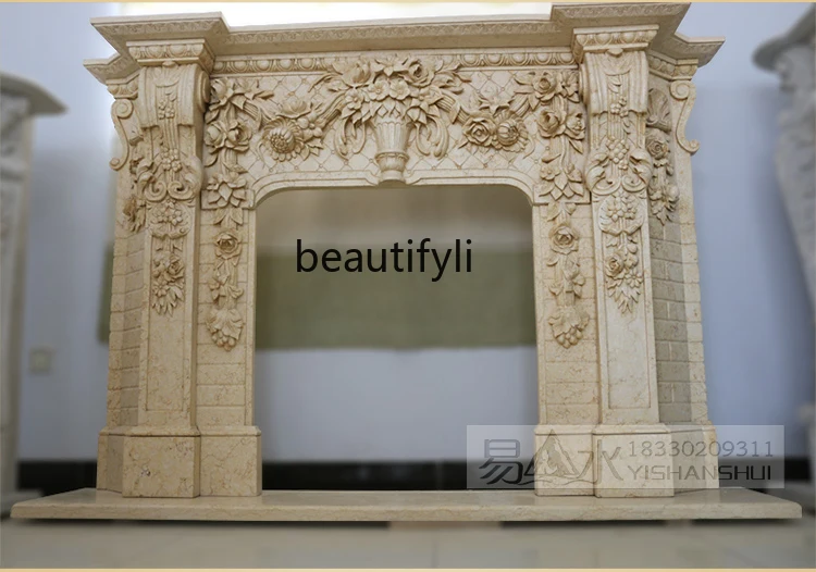 

Marble fireplace European modern stone mantel indoor living room decoration heating ornament