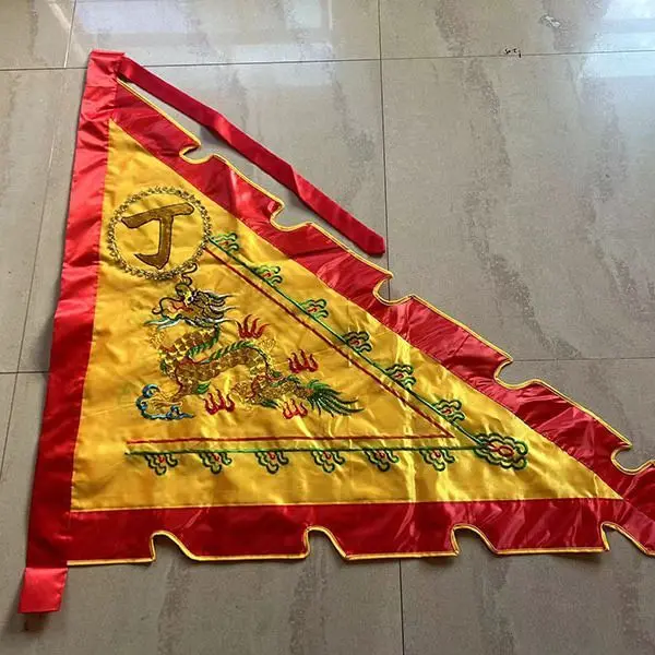 التطريز مثلث التنين والعنقاء العلم على الوجهين التطريز قاعة الأجداد معبد معرض خمسة ألوان العلم الزخرفية