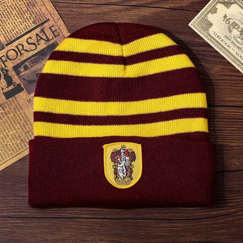 Magic Academy Knitted Hat Hogwarts Movie Peripherals Gryffindor Ravenclaw Warm Hat Party Decoration Kids Toy Christmas  Gift