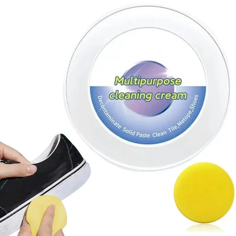 260g White Shoes Cleaning Cream Stains Remover Shoes Whitening All Purpose Cleansing Cream With Wipe Sponge For Shoes Sneakers