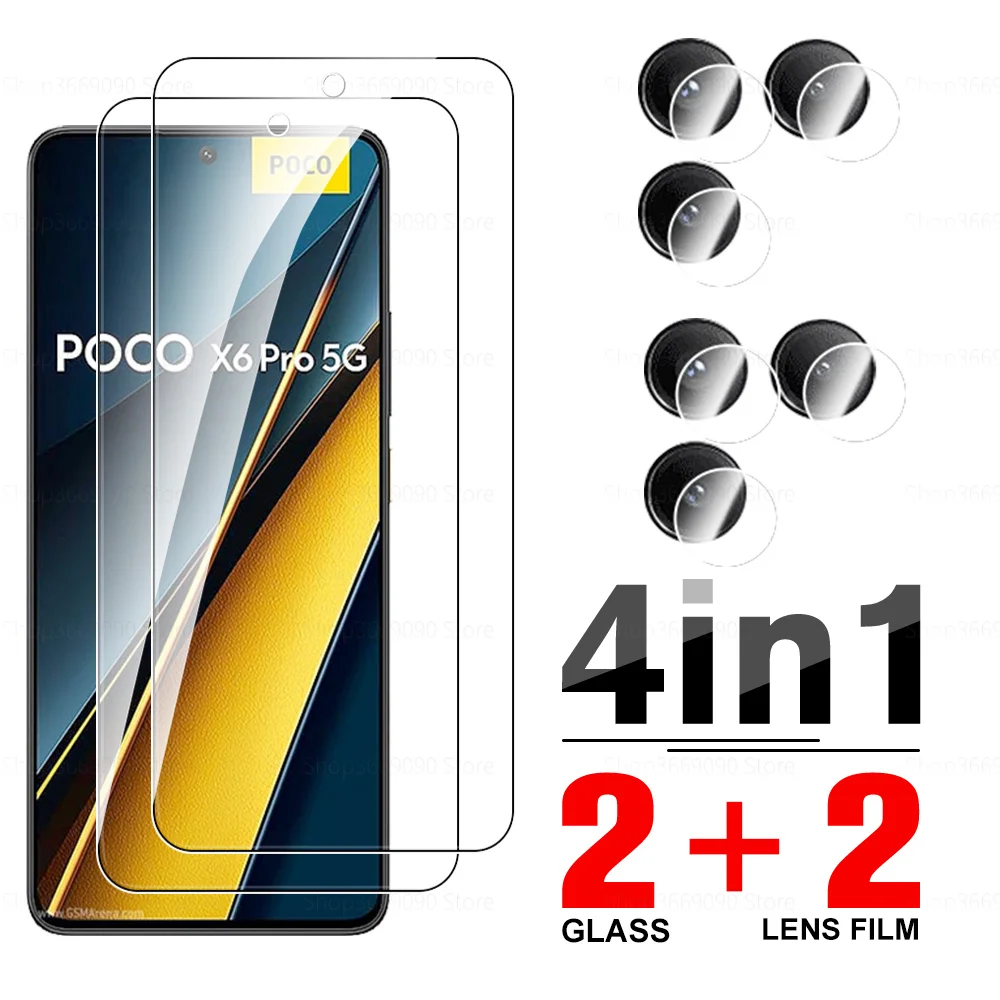 Защитный чехол из закаленного стекла 4 в 1 для Xiaomi Poco X6 Pro 5G, защитная пленка для экрана Poxo F6 Pro X6Pro, защитная пленка для объектива камеры