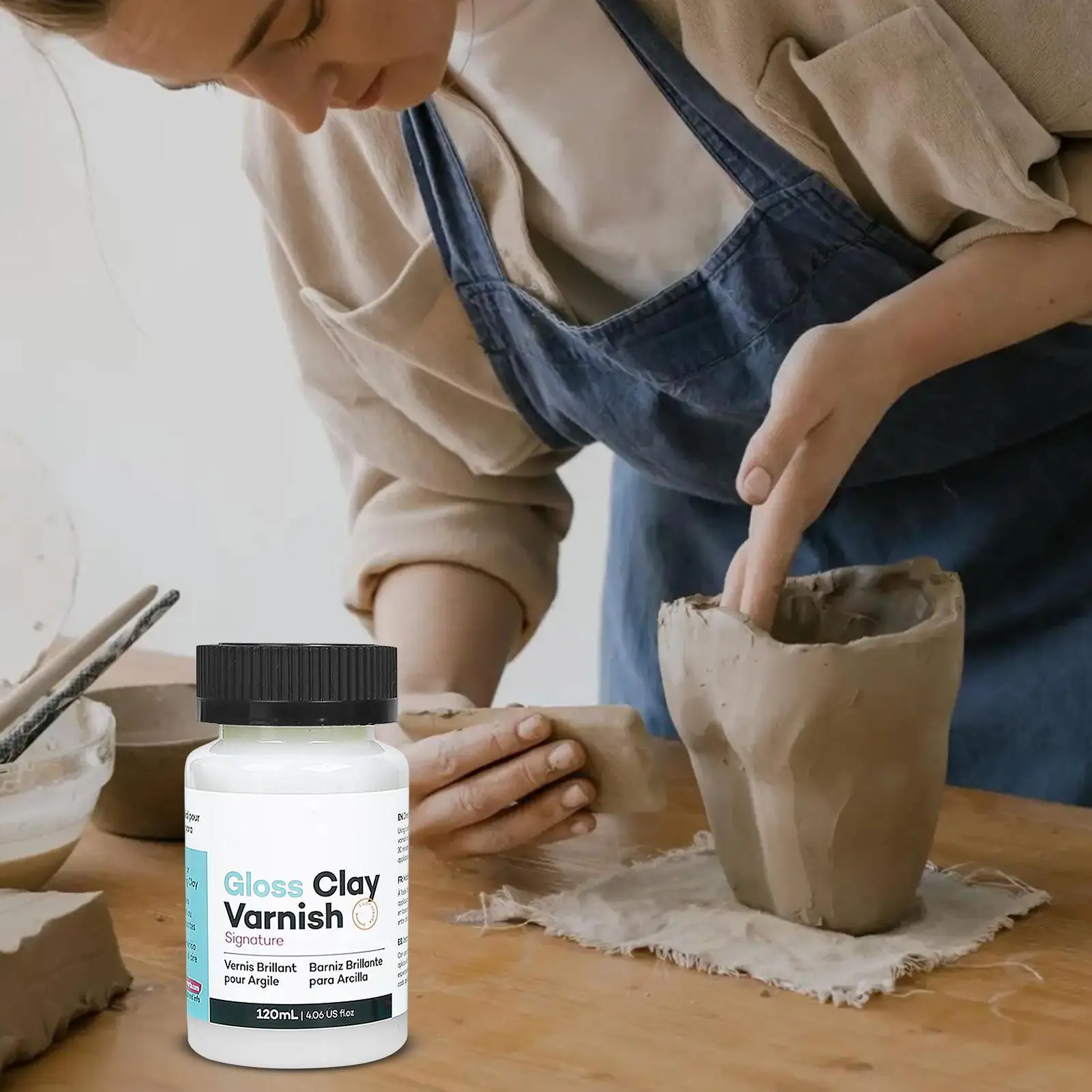 Gloss Varnish For Air Dry Clay Glaze Clay Gloss Clay Varnish 120ml High Gloss Varnish Long-Lasting Multiusing Glossy
