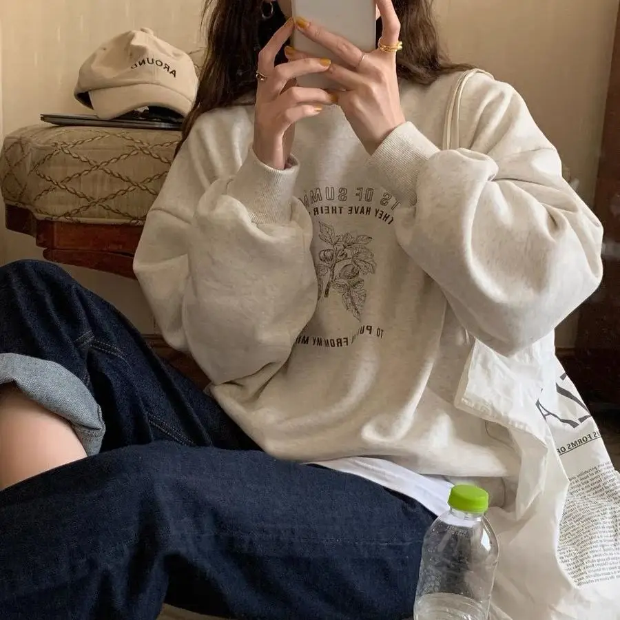 

Spring and autumn new oversize lazy style sweatshirt for women loose student ins homemade high-end gentle top women clothing