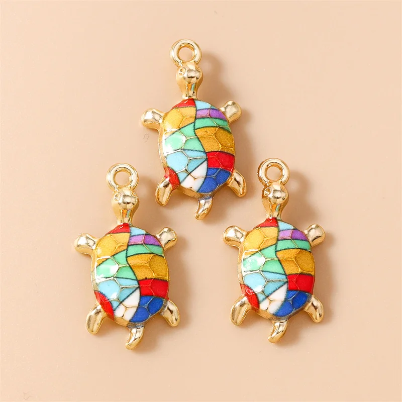 Leslie 20 Stück 13 x 24 mm neue zarte bunte Schildkröten-Anhänger für baumelnde Ohrringe, Halsketten-Anhänger, handgefertigt, DIY-Schmuckherstellung – Detail 10
