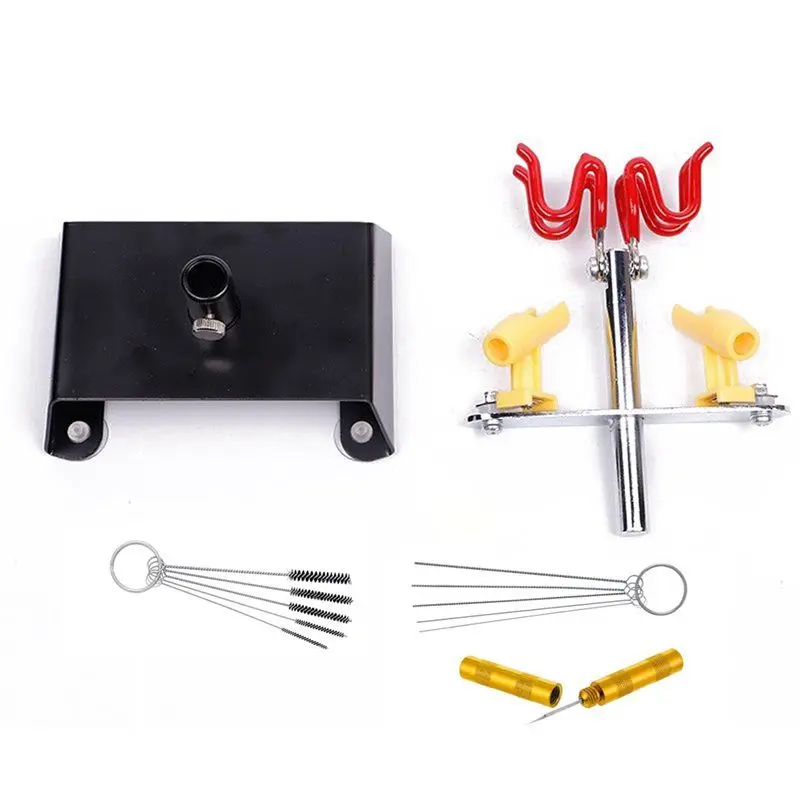 ABDJ-Air Brush Station Stand Kit Includes Rotate Holders, Up To 4 Mounts, Spray Gun Holder, And Airbrush Cleaner Accessories