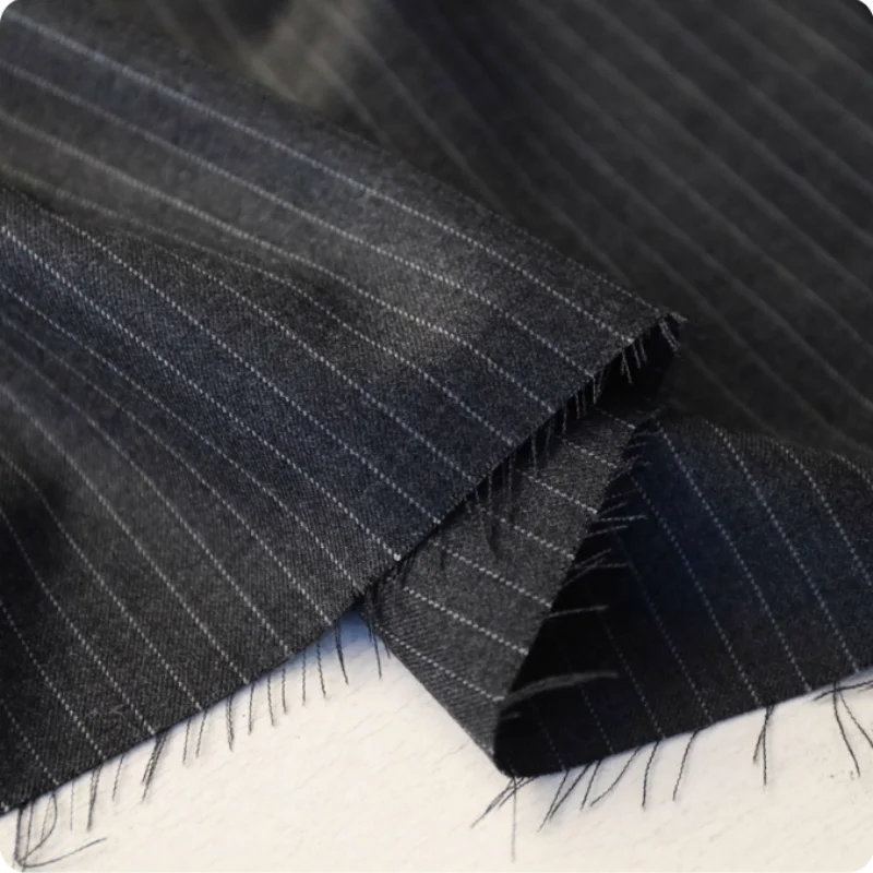 

Gray vertical stripes twill wool fabric diy polyester designer fabric