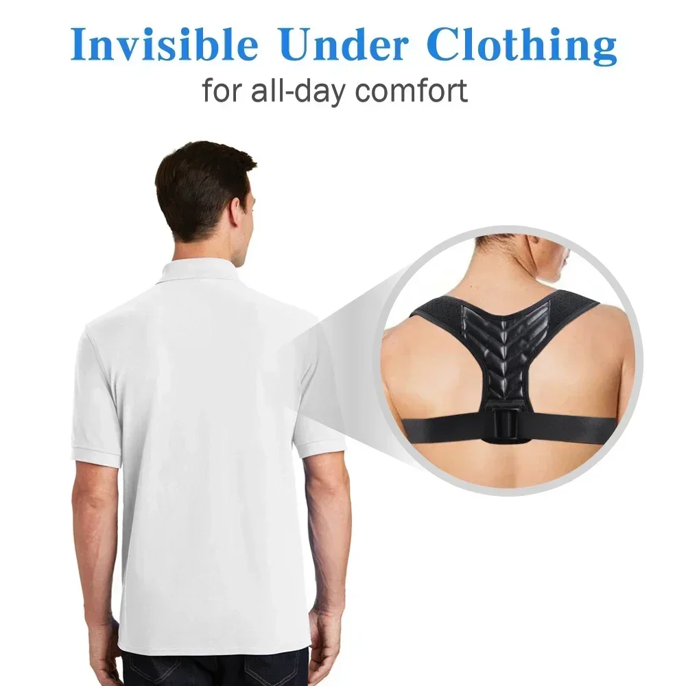 TRALOW Adjustable Posture Corrector Harness for Adults Invisible Back Brace with Breathable Curvature Spine Treatment Improve