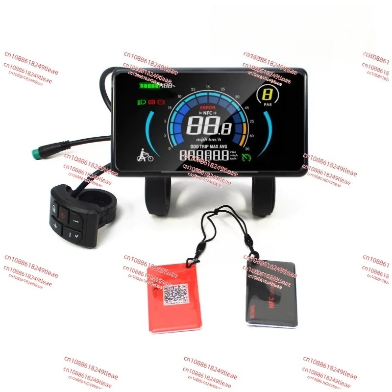 

4 inch LCD Meter for E Bike 24V to 72V Voltage NFC Power On Off Light Sensor System 808 Display Speed Odometer Battery Gauge