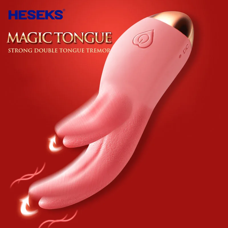 HESEKS Realistic Double Tongue Heating Vibrator G-spot Clitoris Vagina Stimulator Blowjob Female Masturbator Sex Toys For Women