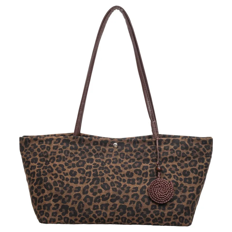 2026Autumn new collection: retro leopard print tote bag, large capacity, shoulder bag, handbag, suitable for commuting, casual w