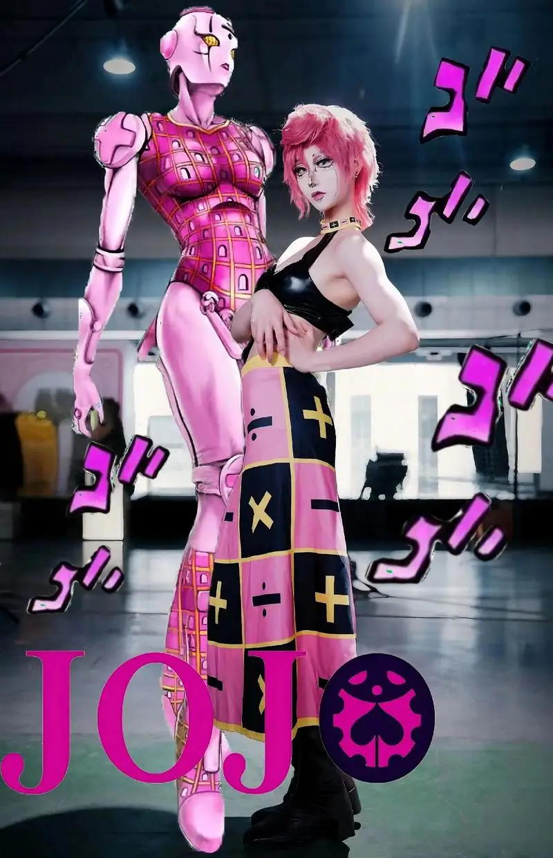 أزياء أنيمي تريش أونا التأثيرية شعر مستعار وردي جوجو غريب حجر المحيط مغامرة تريش سيكسيولينا ملابس داخلية فستان قلادة موحدة #6