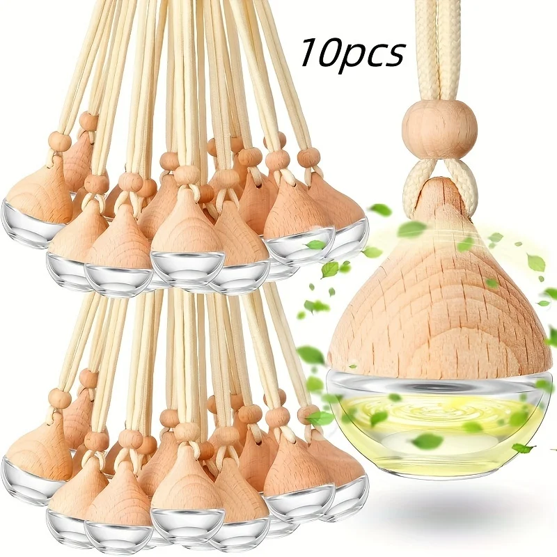 10 Pack 0.2oz Reusable Glass Essential Oil Diffuser Hanging Bottles Empty No Chemicals with Hanging Rope for Air Freshener Decor