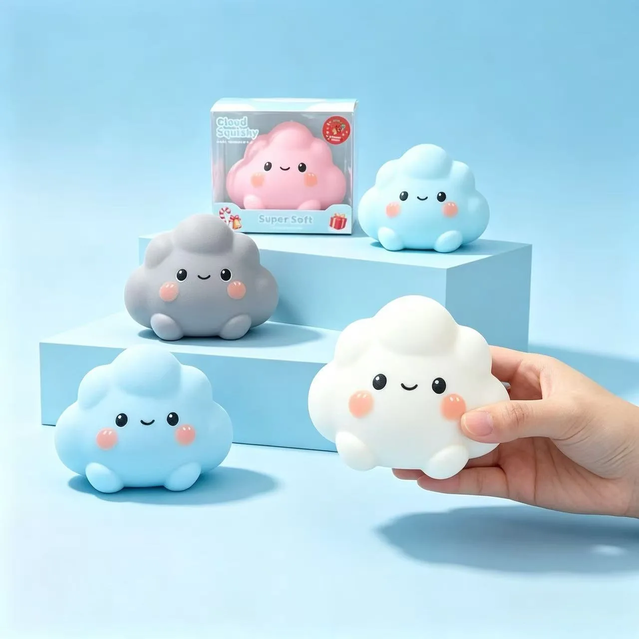 New Cute Cloud Squishy Fidget Toy Soft Stress Relief Toy Four Colors Cloud Anti-anxiety Squeeze