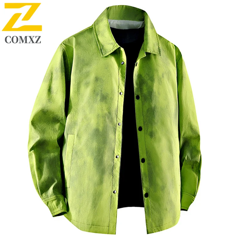 COMXZ Premium Leather Jacket Mens Luxury Elegant Turndown Collar Travel Coat Fashion  Loose Scratch Resistant Autumn Outerwear​