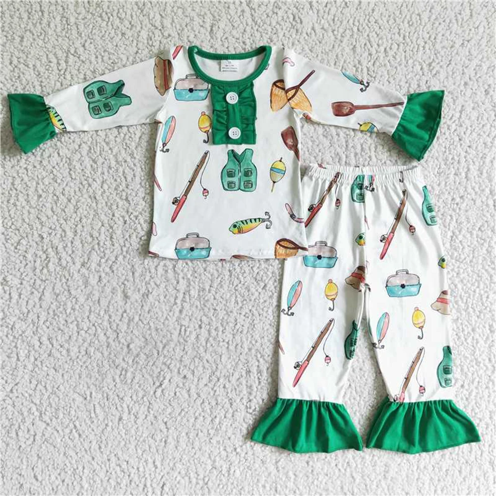 wholesale price Kids Clothing Girls Short Sleeve Top And Long Pants Letter Print