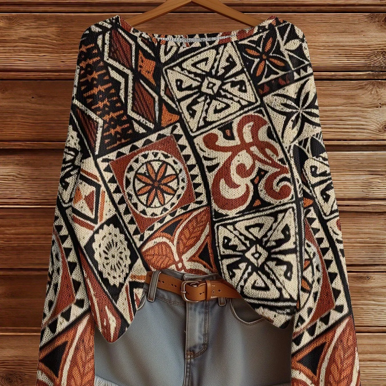 

Vintage sweater Autumn Winter tribal Pullover bohemian Sweater For Women Casual Knitwear Female Clothing Soft Streetwear Tops