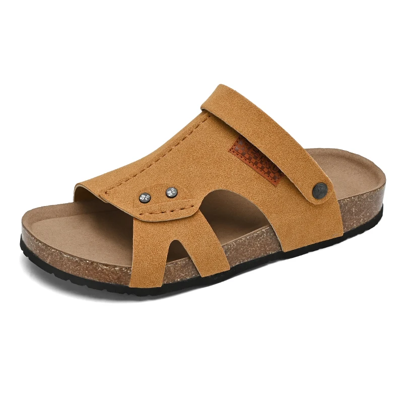 

Летние мужские пробковые тапочки в стиле ретро, сандалии, мужские замшевые сандалии, коричневые, черные, удобные, дропшиппинг