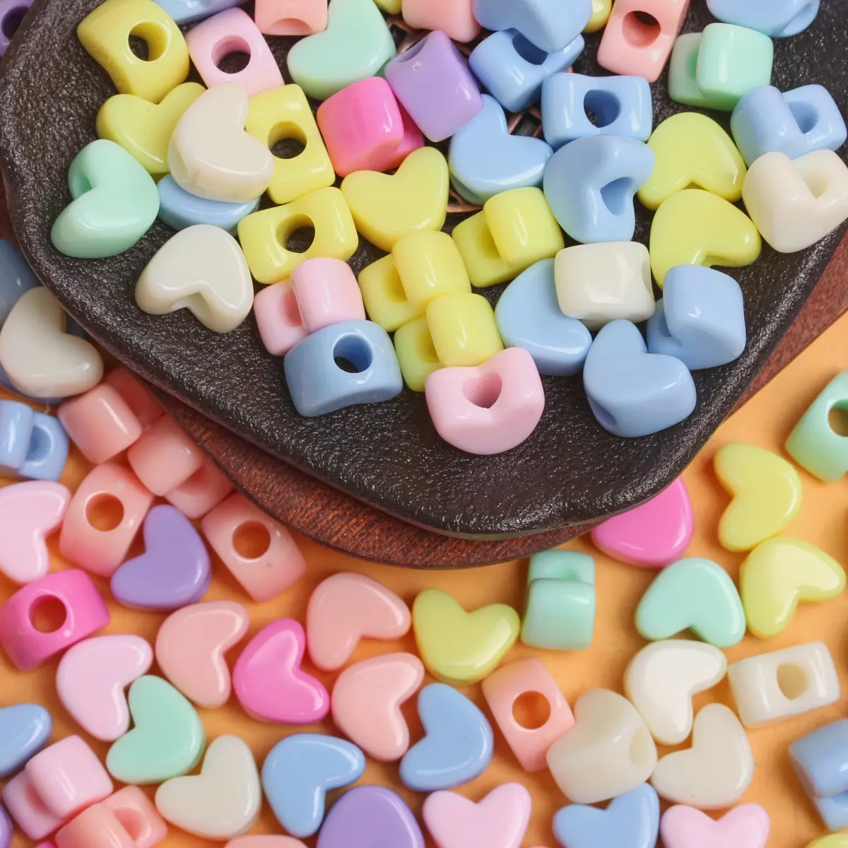 20Pcs/bag 9*11mm Candy Color Stereoscopic Loose Heart Beads  DIY For Bracelet Necklace Pendant Jewelry Making