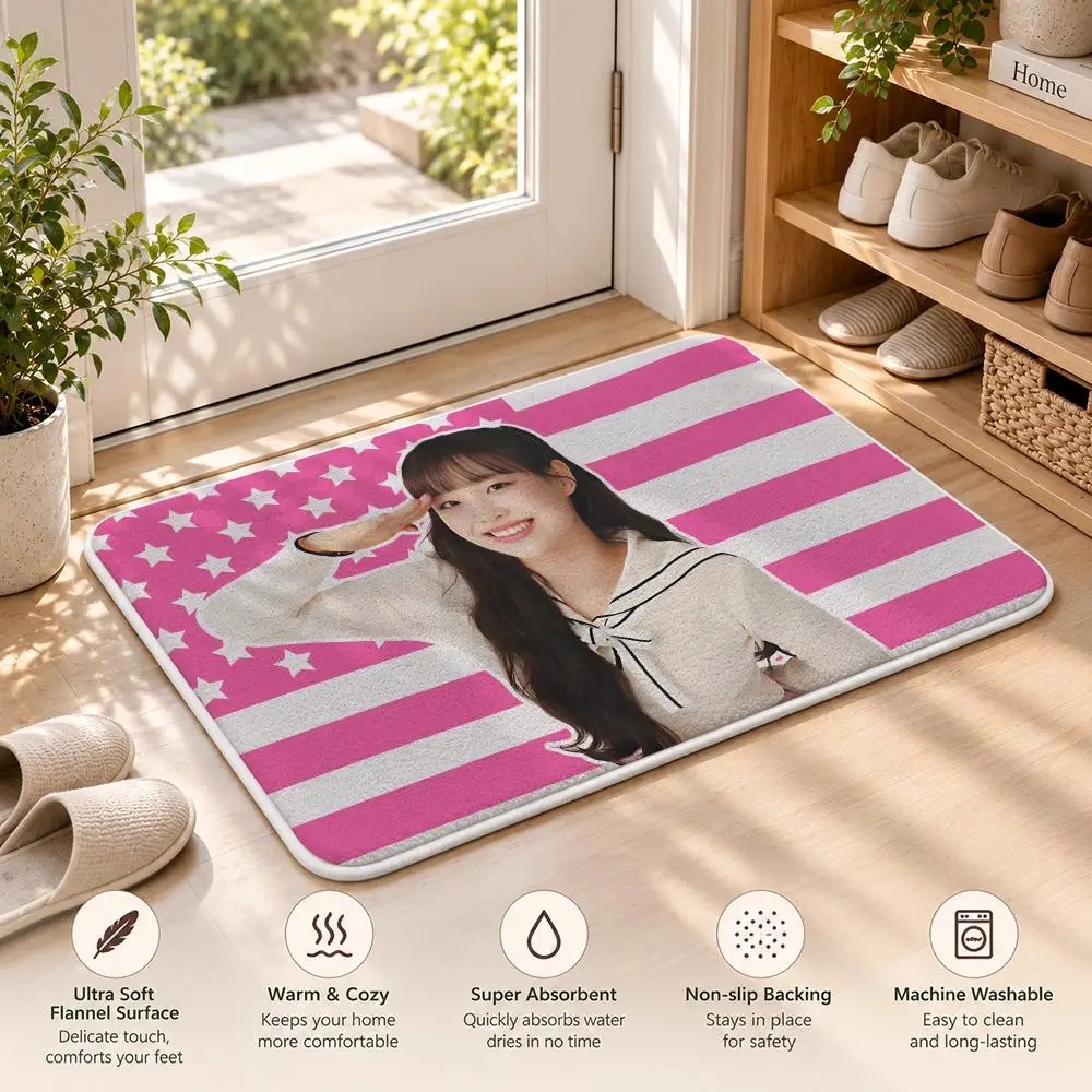 L-Loona Chuu Salute Floor Mat Flannel Rug Soft Non Slip Door Mat For Bathroom Bedroom Kitchen Living Room Home Decor