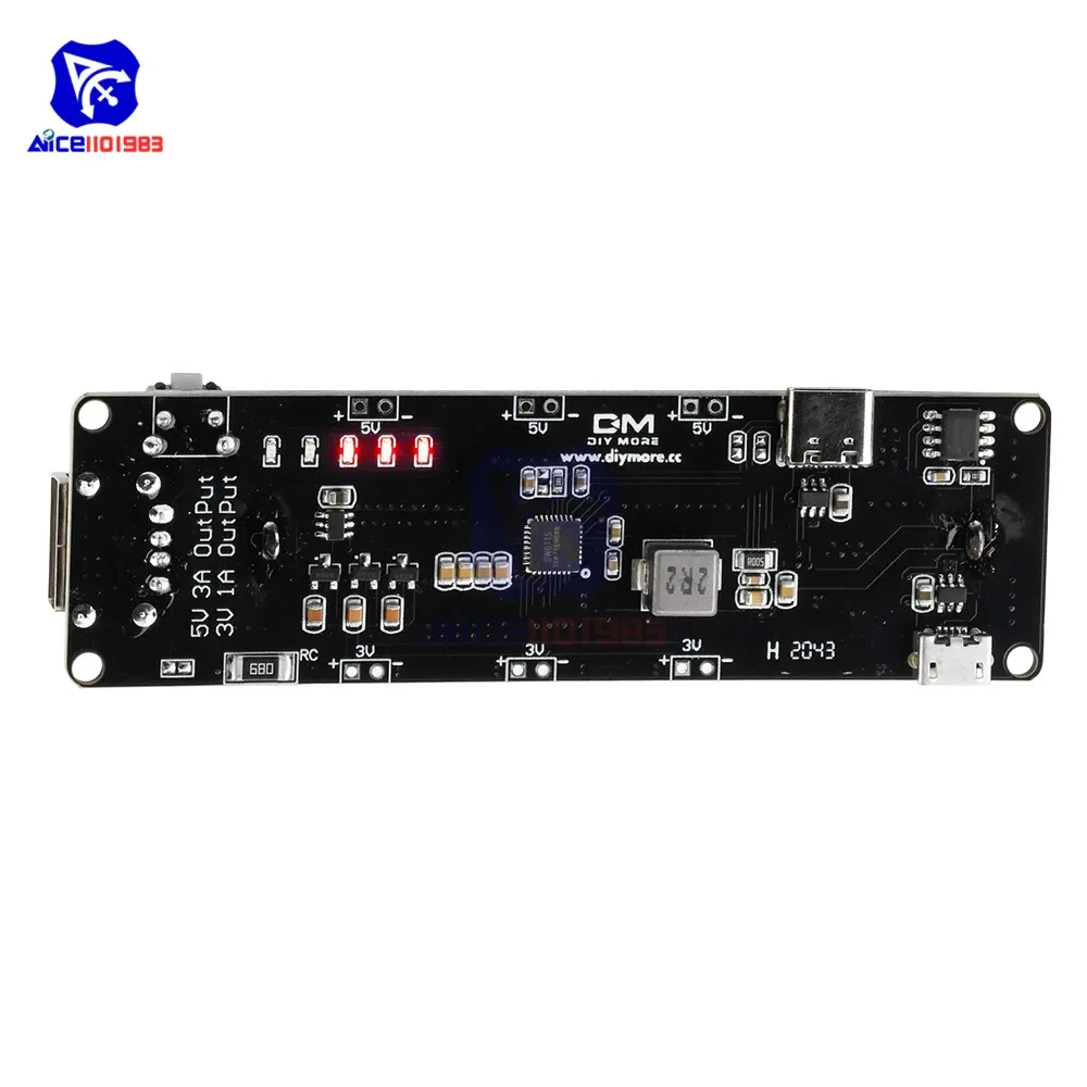 diymore ESP32 ESP32S WeMos 18650 Battery Charge Shield Board V3 Micro USB USB Type-C for Arduino Raspberry Pi with USB Cable