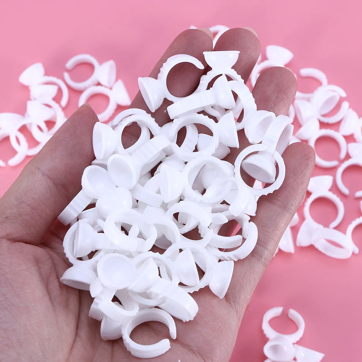 

500Pcs Eyelash Makeup Ink Ring Holder Disposable Pigment Container for Tattoo Semi- Artists Size
