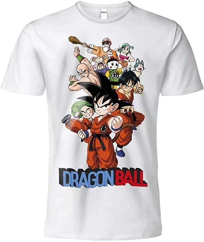 Camiseta Anime DBZ 2026 Vintage con Estampado Gráfico Desgastado de los Principales Personajes Goku, Krillin, Bulma, Estilo Harajuku, Holgada, de Algodón