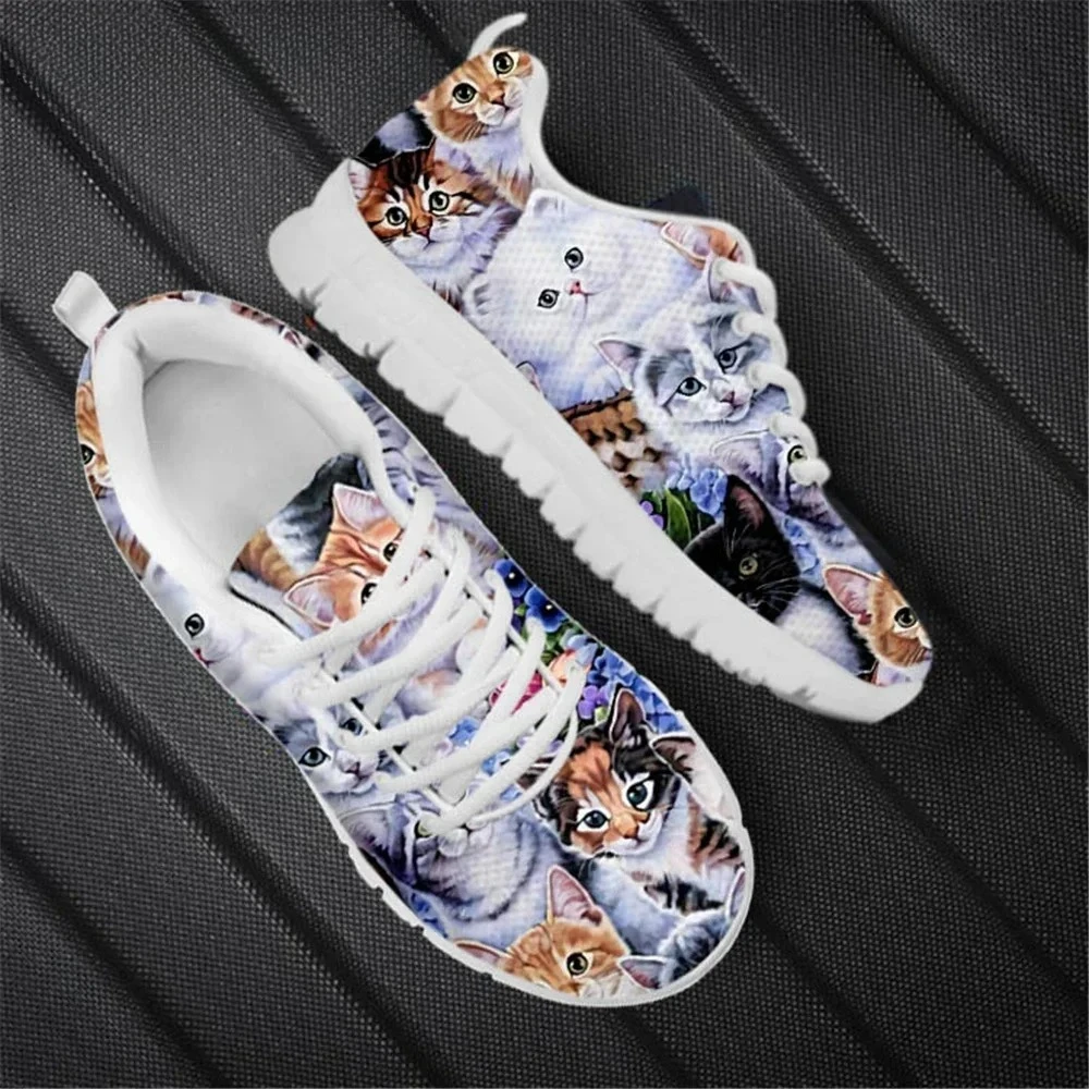 

Winter Femme Warm Footwear Lovely 3D Cat Printing Casual Flat Shoes For Women Breathable AF Mesh Sneaker Hot