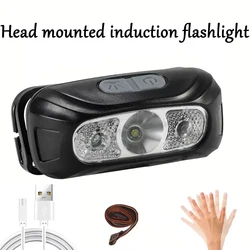 LED Strong Light Head Mounted Flashlight USB Rechargeable Outdoor Camping and Fishing Mini Multifunctional Induction Headlight